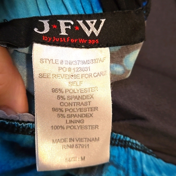 JFW, Maxi Dress, Strapless, Med, Floral Print, Black, Blue, Elastic Back, Tie - Picture 3 of 9